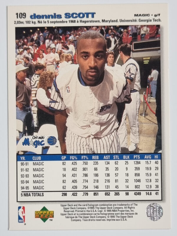 1995-96 Collector's Choice International French I #109 Dennis Scott – Image 2