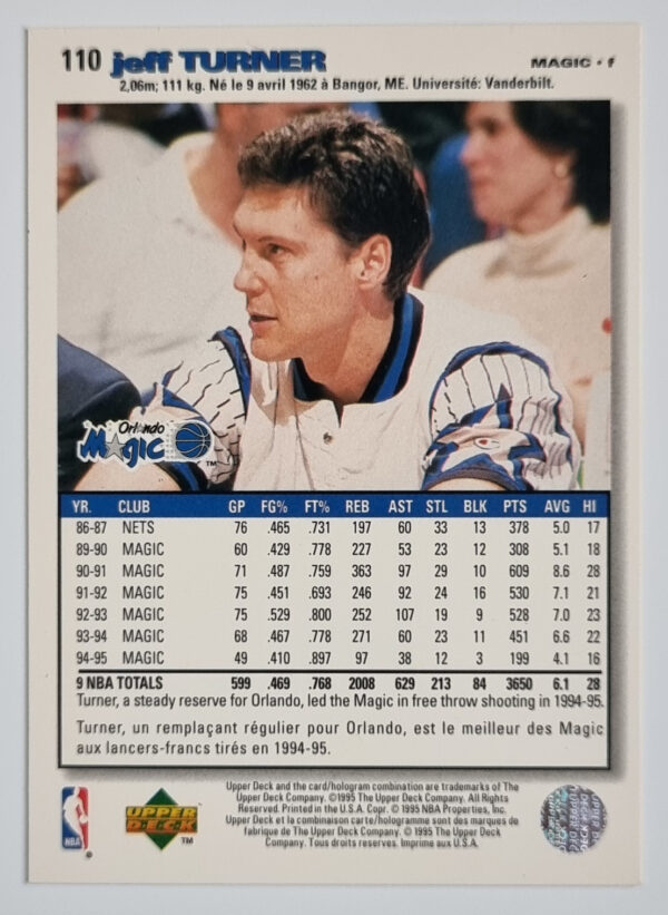 1995-96 Collector's Choice International French I #110 Jeff Turner – Image 2