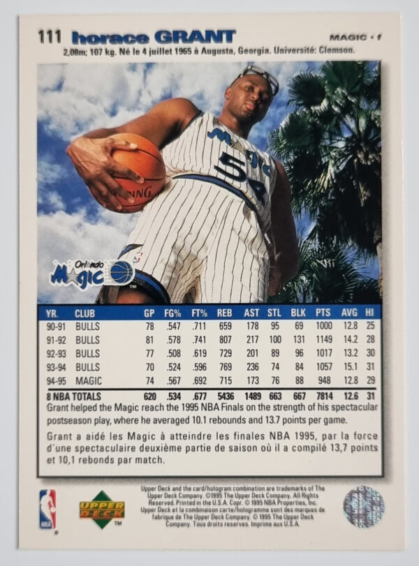 1995-96 Collector's Choice International French I #111 Horace Grant – Image 2