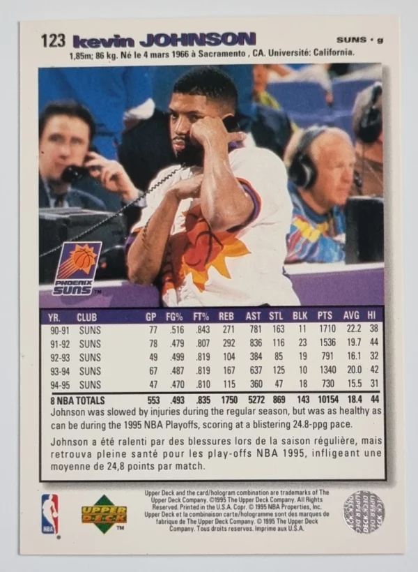 1995-96 Collector's Choice International French I #123 Kevin Johnson – Image 2