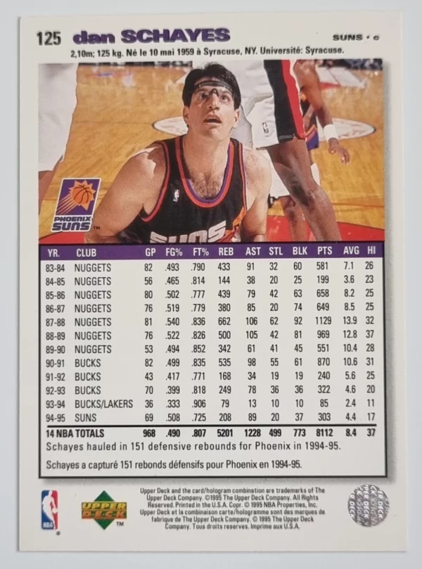1995-96 Collector's Choice International French I #125 Danny Schayes – Image 2