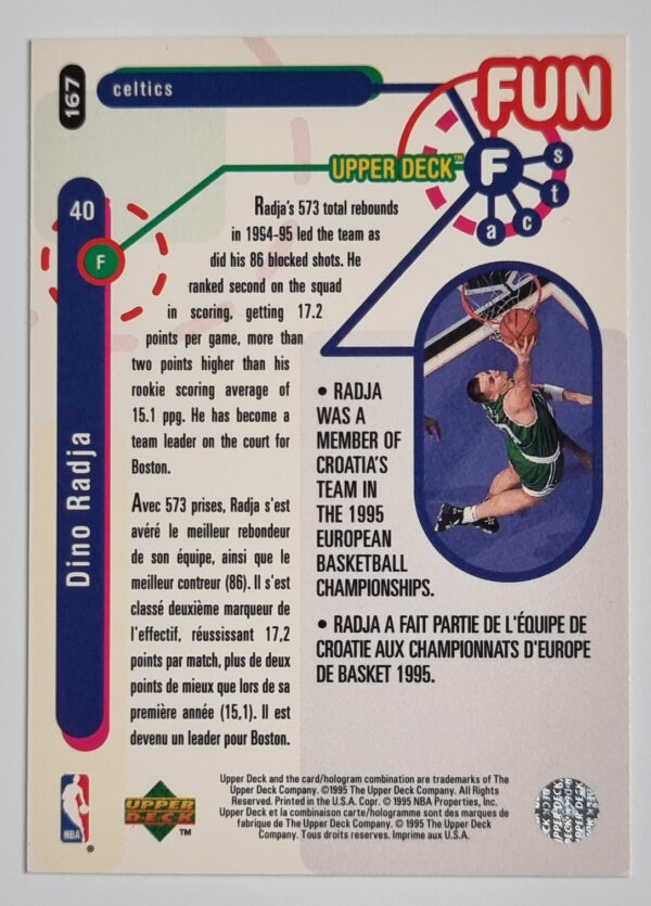 1995-96 Collector's Choice International French I #167 Dino Radja FF – Image 2