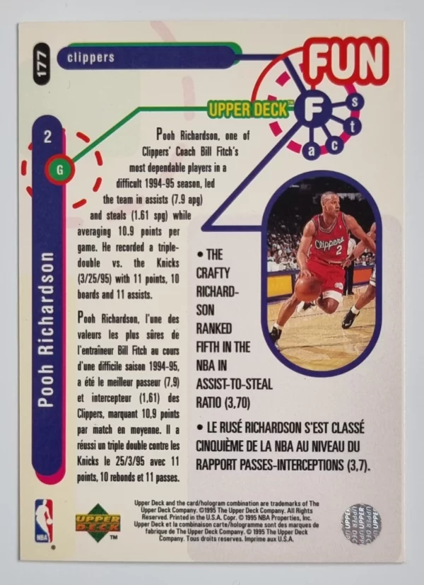 1995-96 Collector's Choice International French I #177 Pooh Richardson FF – Image 2