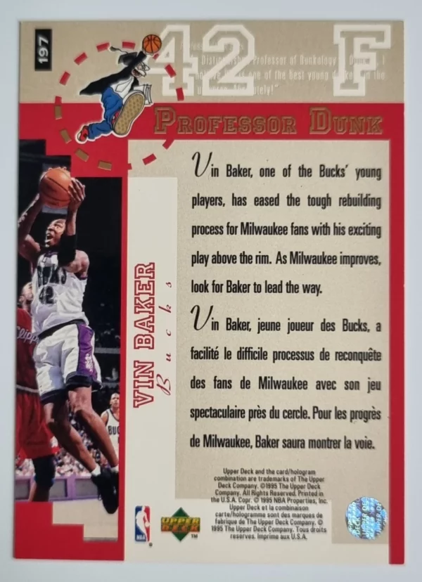 1995-96 Collector's Choice International French I #197 Vin Baker PD – Image 2