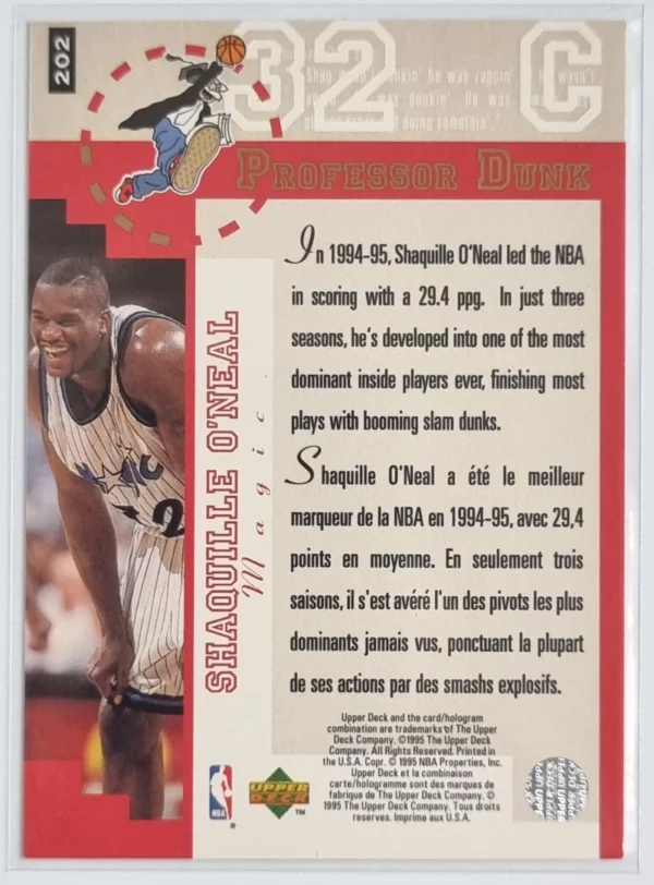 1995-96 Collector's Choice International French I #202 Shaquille O'Neal PD – Image 2