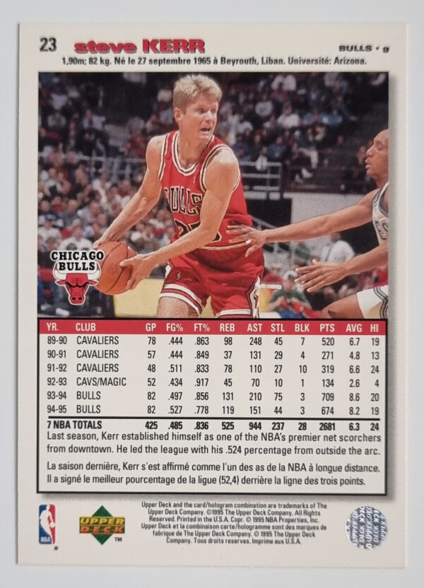1995-96 Collector's Choice International French I #23 Steve Kerr – Image 2