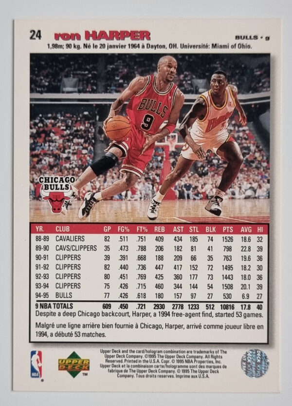 1995-96 Collector's Choice International French I #24 Ron Harper – Image 2