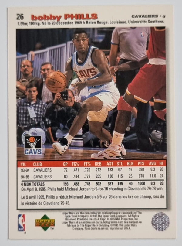 1995-96 Collector's Choice International French I #26 Bobby Phills – Image 2