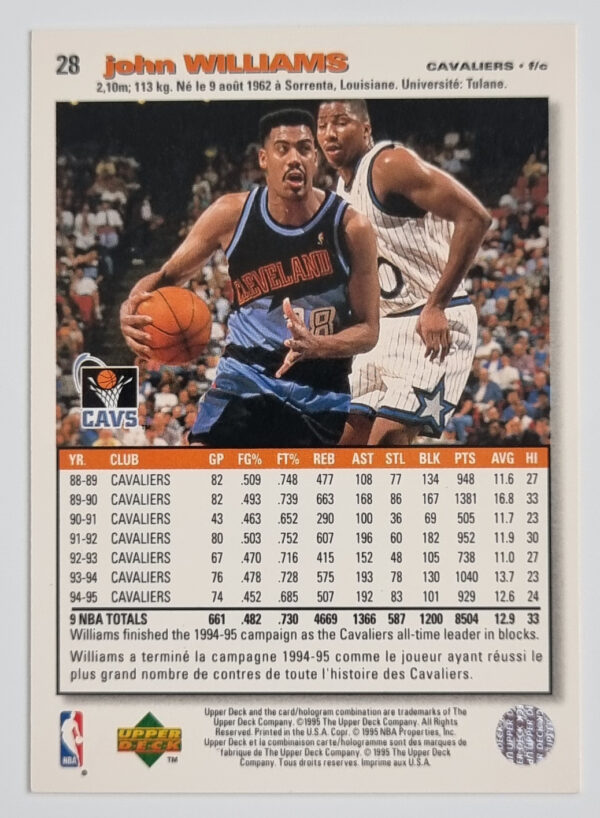 1995-96 Collector's Choice International French I #28 John Williams – Image 2