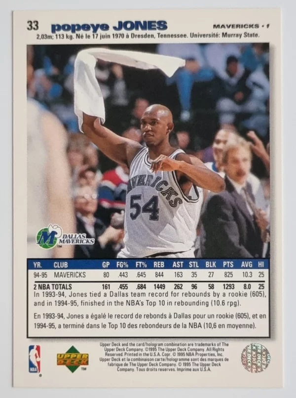 1995-96 Collector's Choice International French I #33 Popeye Jones – Image 2