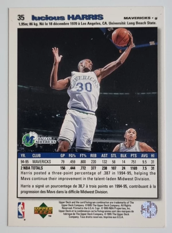 1995-96 Collector's Choice International French I #35 Lucious Harris – Image 2