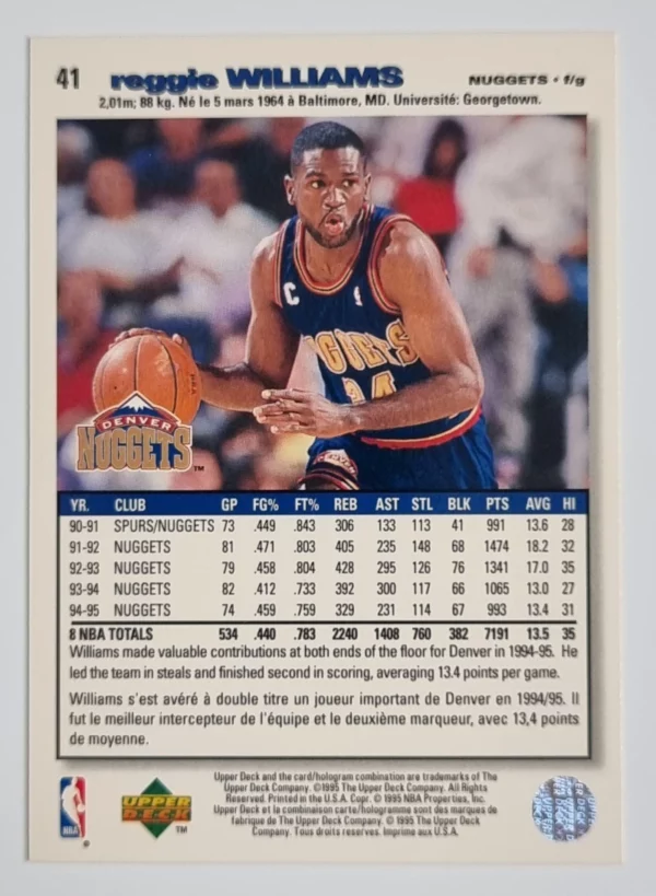 1995-96 Collector's Choice International French I #41 Reggie Williams – Image 2