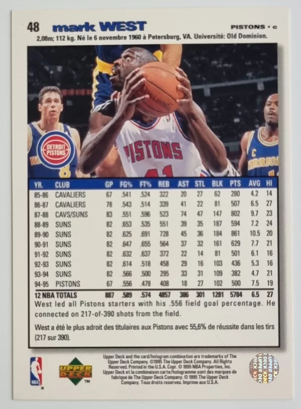 1995-96 Collector's Choice International French I #48 Mark West – Image 2