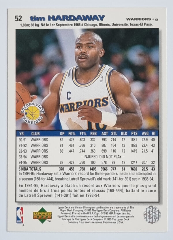 1995-96 Collector's Choice International French I #52 Tim Hardaway – Image 2