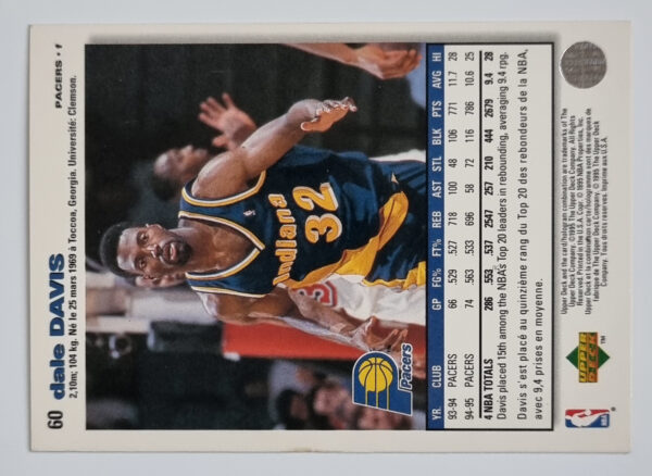 1995-96 Collector's Choice International French I #60 Dale Davis – Image 2