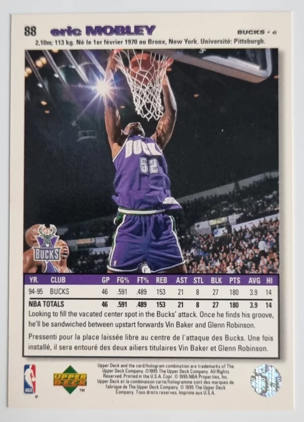 1995-96 Collector's Choice International French I #88 Eric Mobley – Image 2