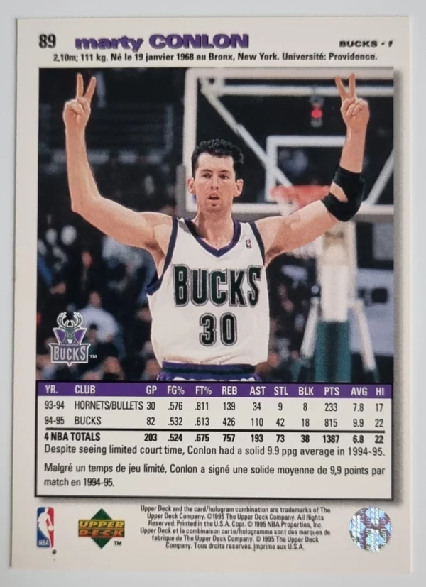 1995-96 Collector's Choice International French I #89 Marty Conlon – Image 2