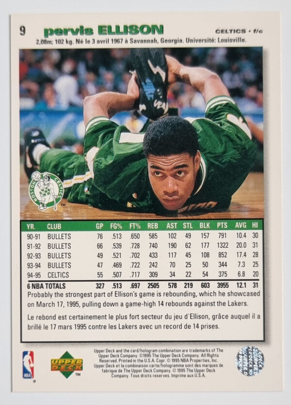 1995-96 Collector's Choice International French I #9 Pervis Ellison – Image 2
