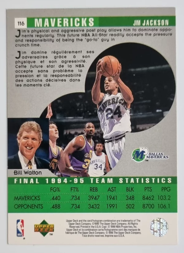 1995-96 Collector's Choice International French II #116 Jim Jackson SR – Image 2