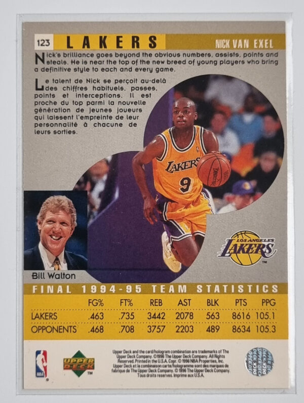 1995-96 Collector's Choice International French II #123 Nick Van Exel SR – Image 2
