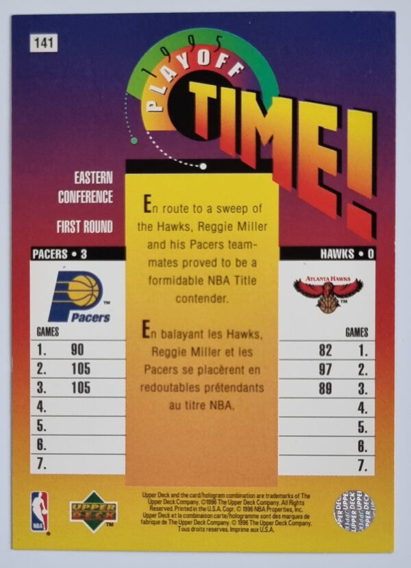 1995-96 Collector's Choice International French II #141 Rik Smits PT – Image 2