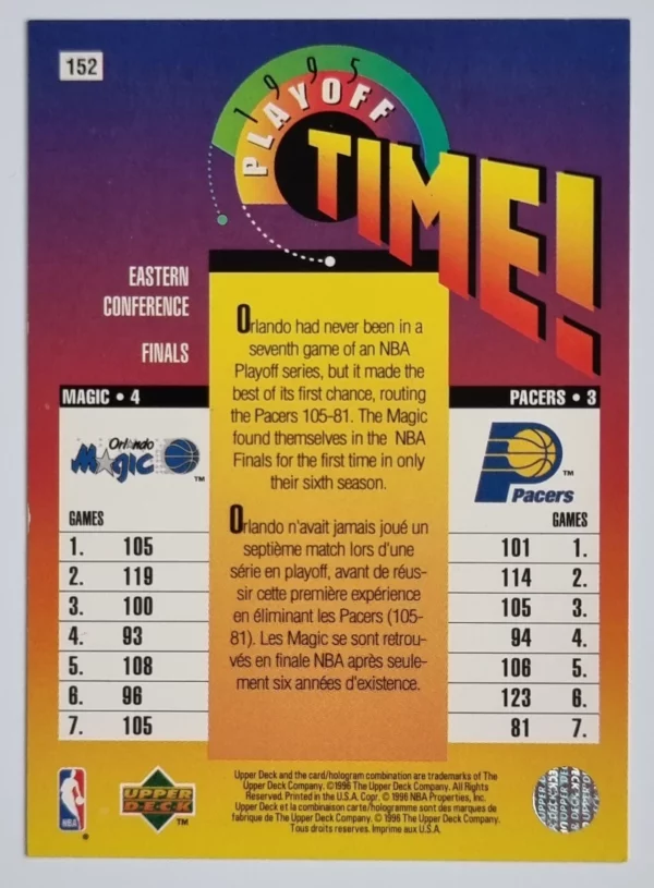 1995-96 Collector's Choice International French II #152 Rik Smits PT – Image 2
