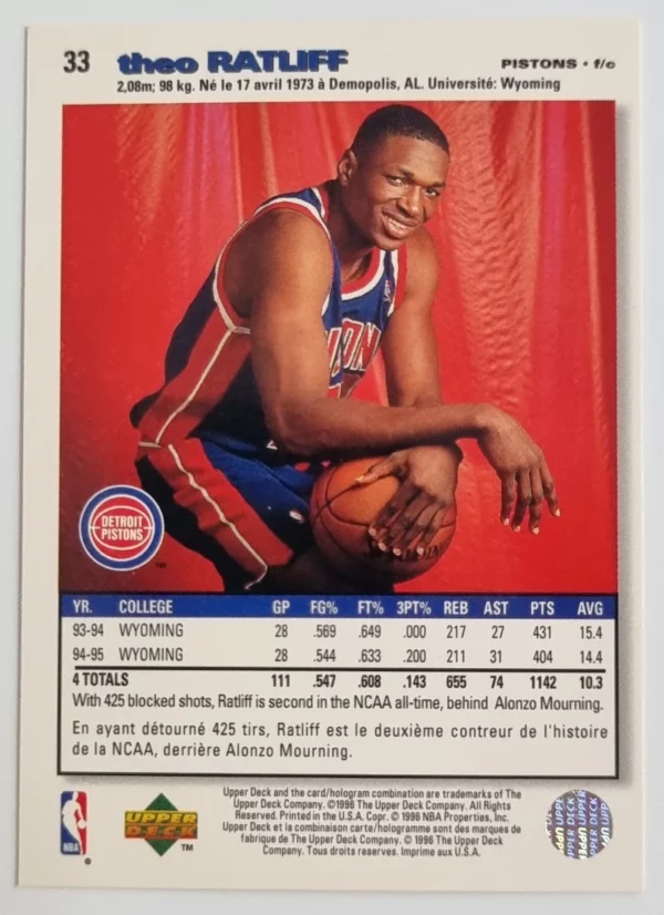 1995-96 Collector's Choice International French II #33 Theo Ratliff – Image 2