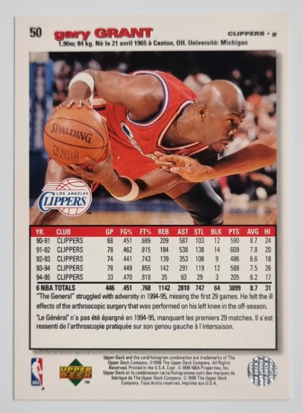 1995-96 Collector's Choice International French II #50 Gary Grant – Image 2