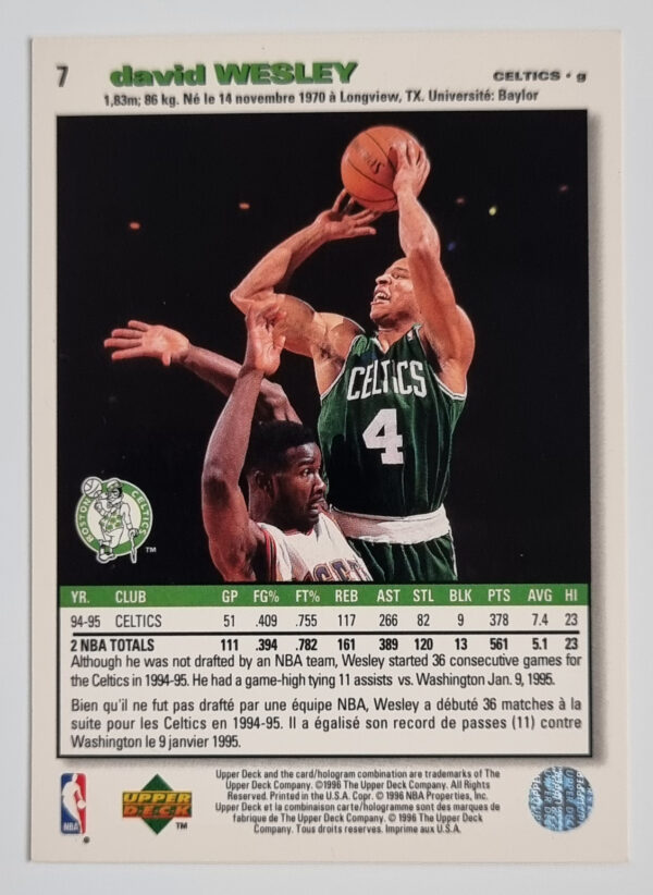 1995-96 Collector's Choice International French II #7 David Wesley – Image 2