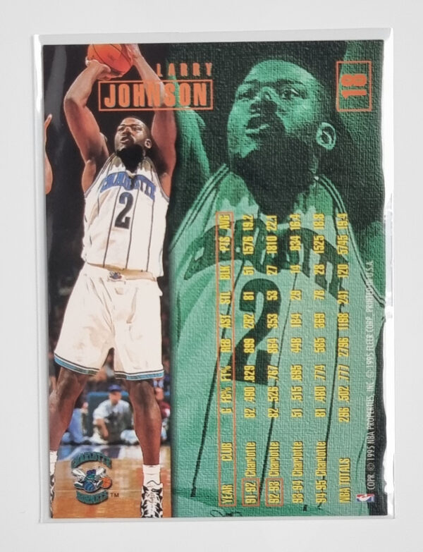 1995-96 Fleer European #18 Larry Johnson – Image 2