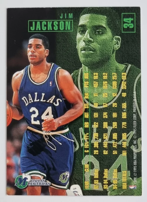 1995-96 Fleer European #34 Jim Jackson – Image 2