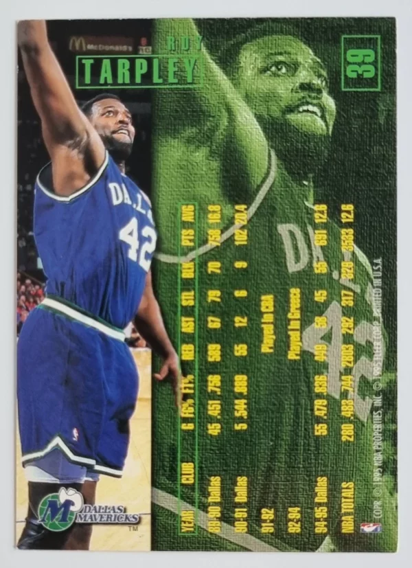 1995-96 Fleer European #39 Roy Tarpley – Image 2