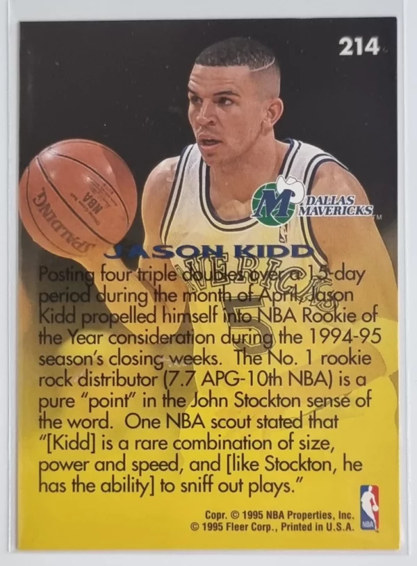 1995-96 Fleer European #214 Jason Kidd RS – Image 2