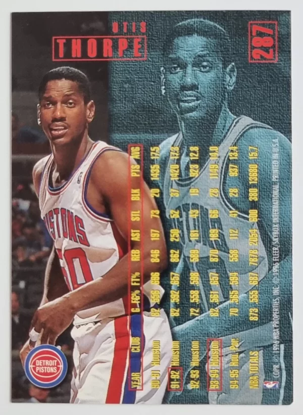 1995-96 Fleer European #287 Otis Thorpe – Image 2