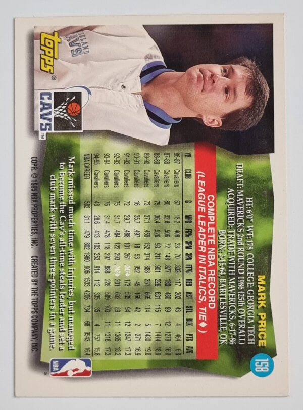 1995-96 Topps #158 Mark Price – Image 2