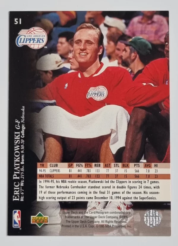 1995-96 Upper Deck #51 Eric Piatkowski – Image 2
