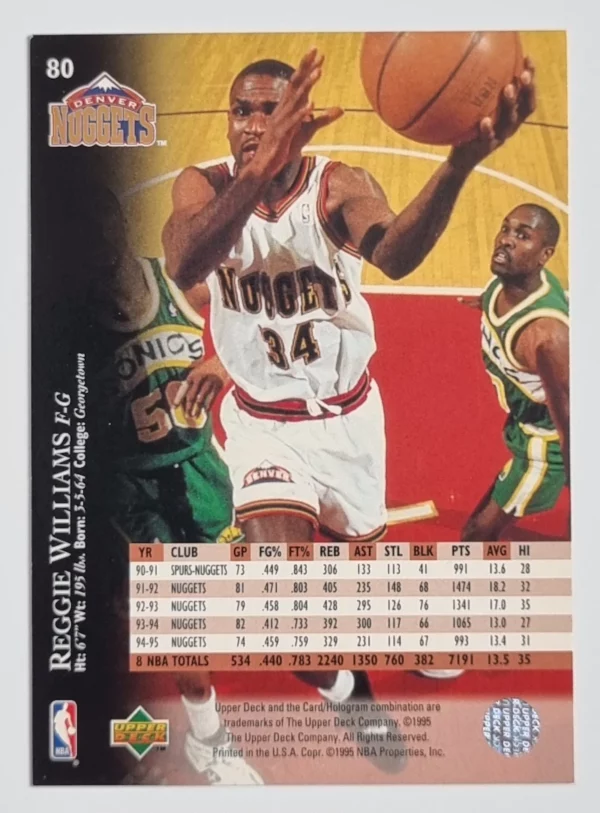 1995-96 Upper Deck #80 Reggie Williams – Image 2