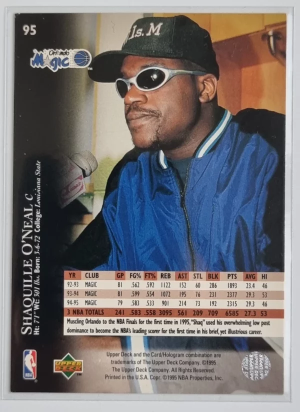 1995-96 Upper Deck #95 Shaquille O'Neal – Image 2