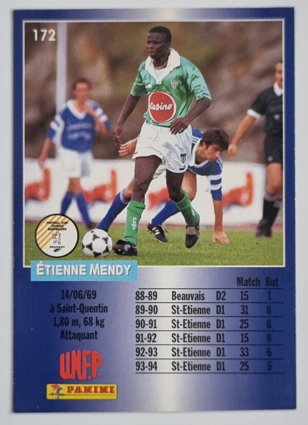 1995 Panini Official Football Cards #172 Etienne Mendy – Image 2