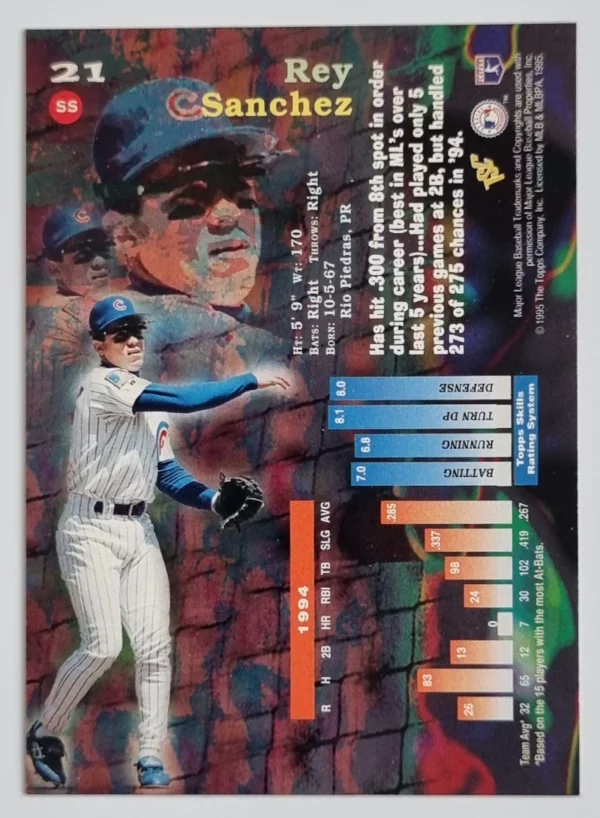 1995 Stadium Club #21 Rey Sanchez – Image 2