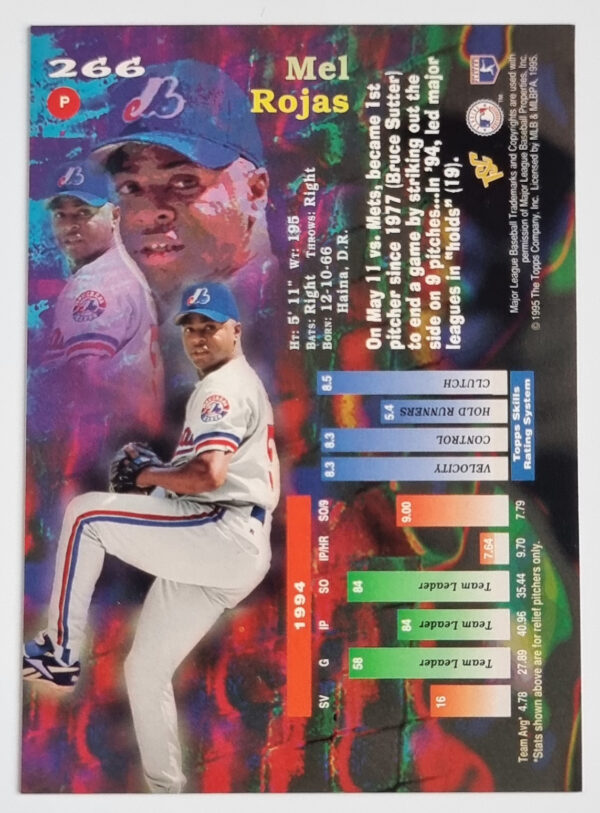 1995 Stadium Club #266 Mel Rojas – Image 2