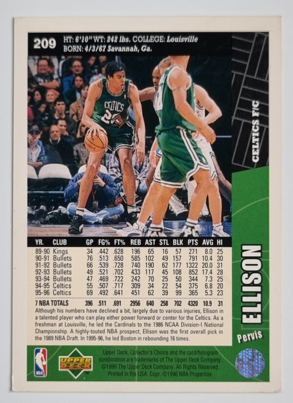 1996-97 Collector's Choice #209 Pervis Ellison – Image 2