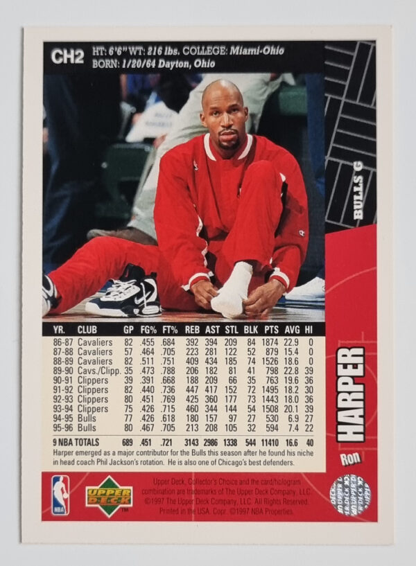 1996-97 Collector's Choice Chicago Bulls #CH2 Ron Harper – Image 2