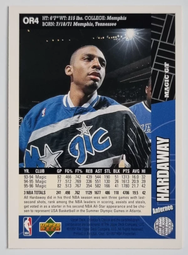 1996-97 Collector's Choice Orlando Magic Team Set #OR4 Anfernee Hardaway – Image 2