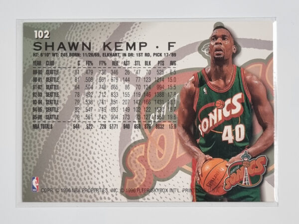 1996-97 Fleer #102 Shawn Kemp – Image 2