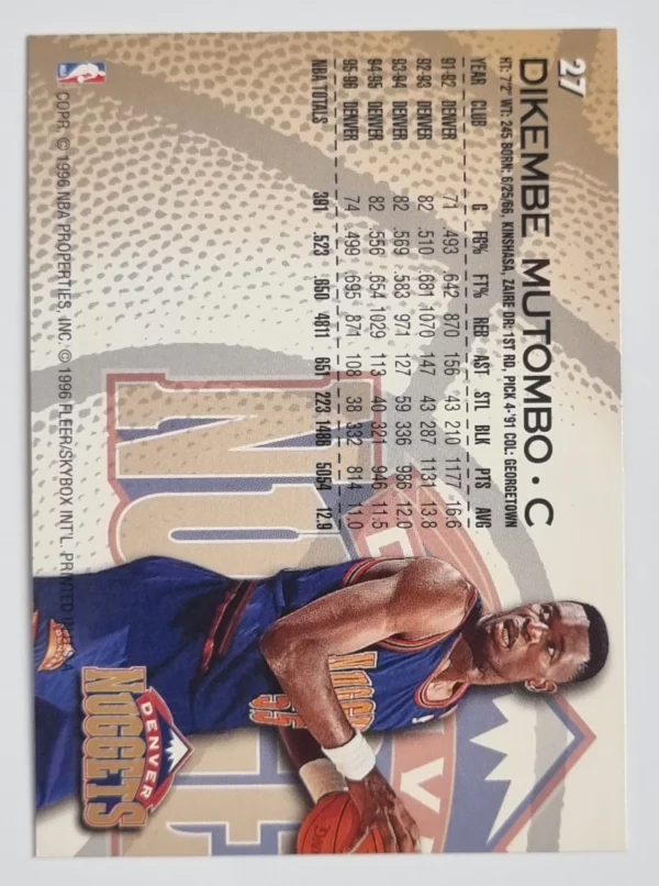 1996-97 Fleer #27 Dikembe Mutombo – Image 2