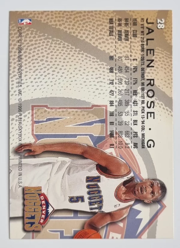 1996-97 Fleer #28 Jalen Rose – Image 2