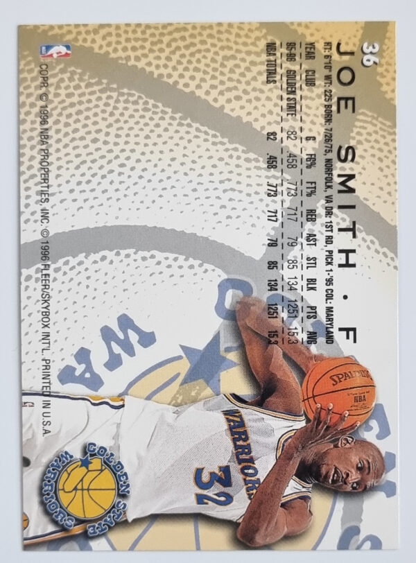 1996-97 Fleer #36 Joe Smith – Image 2