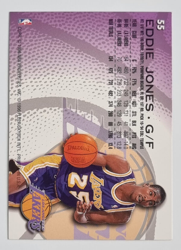 1996-97 Fleer #55 Eddie Jones – Image 2