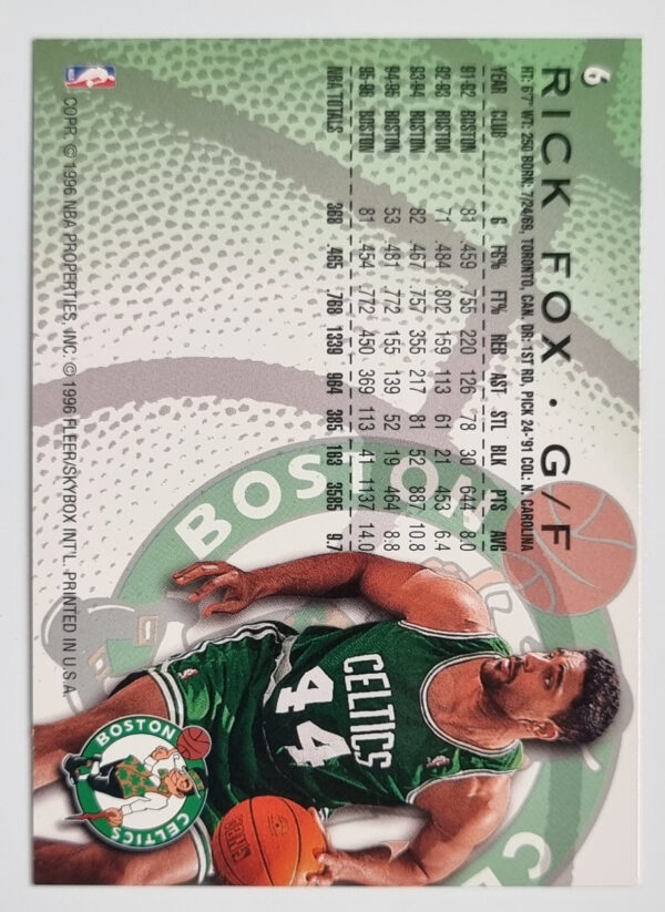 1996-97 Fleer #6 Rick Fox – Image 2